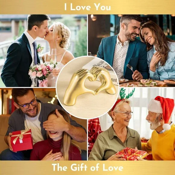 Gold Decor Living Room Small Shelf Decor Aesthetic Heart Hands Sculpture - Picture 7 of 7